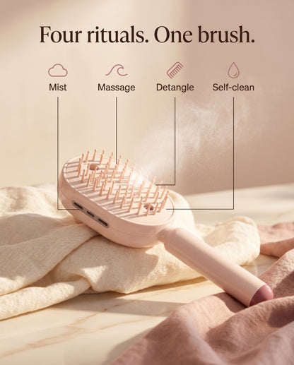 Four rituals, one brush — mist, massage, detangle, self-clean