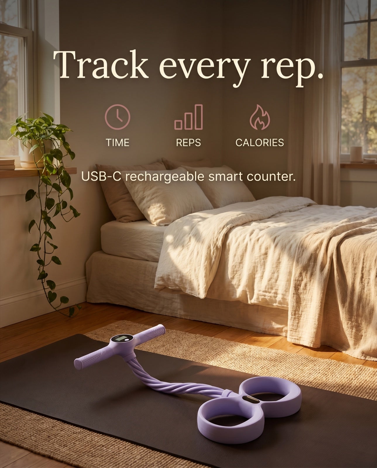 Close-up of The Studio smart counter tracking reps, time and calories